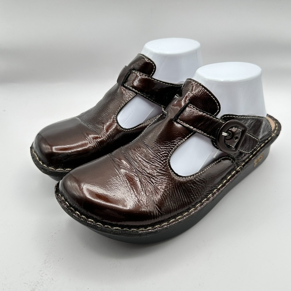 Alegria PG Lite‎ Clog Womens 39 US 9 Metallic Brown Patent Leather Wedge Comfort